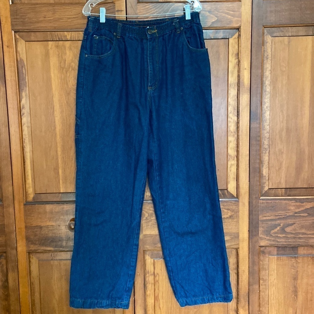 Haband Ice House Flannel Lined Elastic Waistband Carpenter Utility Jean 36 LONG